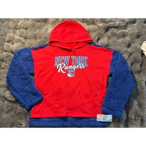 Girls XL 14 16 New York Rangers Sherpa Fleece Hoodie Red Blue NHL Hockey